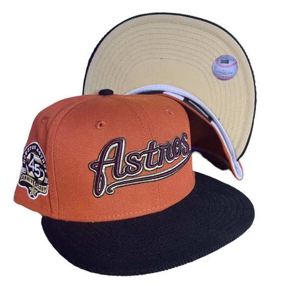 New Era Houston Astros 59FIFTY Fitted Hat Cap 45 Year Patch Corduroy Visor - Picture 1 of 5
